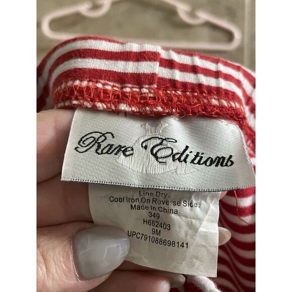 Rare Editions Red White Striped Leggings Baby Girl Size 9 Months - Picture 3 of 4
